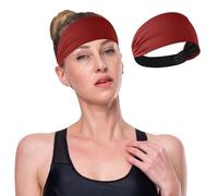 Fasce per il sudore da donna, colore rosso granata, per allenamento, antiscivolo, alla moda, traspirante, per sport, corsa, atletica, yoga