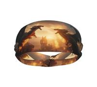 Fasce per il sudore per donne e uomini, fasce per capelli sportive traspiranti da uomo, elastiche Castle Cool Fire Dragon Fasce per allenamento per donne per corsa, ciclismo, basket, yoga