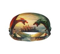 Fasce per il sudore per donne e uomini, fasce per capelli sportive traspiranti per uomini, fasce elastiche per allenamento con drago rosso e verde, per corsa, ciclismo, basket, yoga