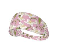 Fasce per il sudore per donne e uomini, fiori di giglio, rosa chiaro, fasce per allenamento sportivo, corsa, atletica, fascia per il sudore