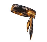 Fasce per la testa con stampa di alberi di cocco al crepuscolo, fasce per il sudore atletiche per uomini e donne, bandana sportiva per yoga e palestra