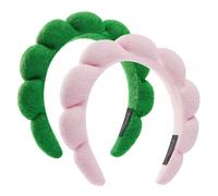 Fasce per la testa di ztomine spa - set di 2: fasce per la testa di lavaggio in tessuto Terry - rosa gonfio + confezione combinata turchese