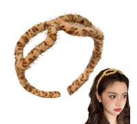 Fasce per le cesti di stampa leopardo per donne, peluche per capelli - Brava per la cura della pelle a di occhiali - Testeni di stampa leopardo di moda per bagno, trucco e sport