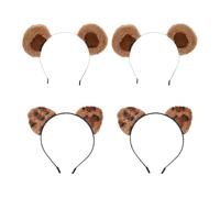 Fasce Per Orecchie Animali Da 4 Pezzi, Orecchie Da Orso Carine E Orecchie Da Gatto, Fasce Solide Con Frangia Rotta, Adatte Per La Modellazione Scenica, Il Lavaggio Del Viso E Il Trucco.