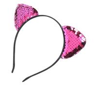 Fasce per orecchie con paillettes, fascia per gattini Decorazione per orecchie di gatto per la vita quotidiana Matrimoni Feste da ballo per Natale Holloween(16 * 16 * 1cm-rosa rossa)