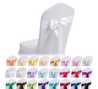 Fasce per sedie - 6/20/50/100/150 pezzi di fiocchi elastici per sedie, fasce moderne e semplici per sedie, fasce per coprisedie per banchetti nuziali e feste(White,50PCS)
