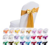 Fasce per sedie - 6/20/50/100/150 pezzi di fiocchi elastici per sedie, fasce moderne e semplici per sedie, fasce per coprisedie per banchetti nuziali e feste(Golden yellow,50PCS)