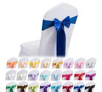 Fasce per sedie - 6/20/50/100/150 pezzi di fiocchi elastici per sedie, fasce moderne e semplici per sedie, fasce per coprisedie per banchetti nuziali e feste(Dark blue,50PCS)