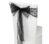 Fasce Per Sedie In Pizzo Nero Avorio Con Fiocchi Decorazioni Per Feste Ed Eventi