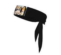 Fasce personalizzate per donne e uomini, traspiranti per il sudore, eleganti fasce per il sudore, per controllo dei capelli, perfette per sport e allenamenti, villaggio a griglia in bianco e nero