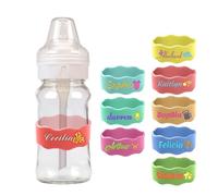 Fasce personalizzate per il nome della bottiglia d'acqua,Etichette per biberon in silicone,Bande di nome impermeabili riutilizzabili,Etichette con nome della bottiglia d'acqua incise al laser