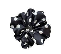 Fasce spesse per capelli corea Fashion Dot Satin Scrunchies per le donne, bianche grandi fasce per capelli in seta elastica, elastici per capelli, ragazze, supporto per coda di cavallo nero (colore 1)