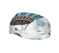 Fasce sportive blu a forma di mongolfiera per uomo e donna, traspiranti, elastiche, antiscivolo, ideali per la moda, il lavaggio del viso, gli allenamenti, lo yoga e l'uso quotidiano.