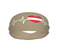 Fasce sportive con bandiera a forma di cuore "I Love Austria Heartbeat" per uomo e donna, fascia antisudore in spugna di cotone traspirante, per yoga e ciclismo