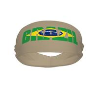 Fasce sportive con bandiera brasiliana, testo brasiliano, parola artistica, per uomo e donna, fascia antisudore in spugna di cotone traspirante, per yoga e ciclismo