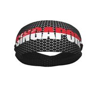 Fasce sportive con bandiera di Singapore, testo singaporiano, parola artistica, per uomo e donna, fascia antisudore in spugna di cotone traspirante, per yoga e ciclismo