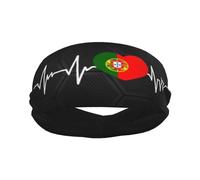 Fasce sportive con bandiera portoghese "I Love Portugal Heartbeat" per uomo e donna, fascia antisudore in spugna di cotone traspirante, per yoga e ciclismo