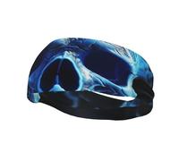 Fasce sportive con teschio blu stampate in 3D per uomo e donna, traspiranti, elastiche, antiscivolo, ideali per la moda, il lavaggio del viso, gli allenamenti, lo yoga e l'uso quotidiano.