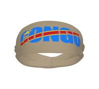 Fasce sportive con testo e parola della bandiera della Repubblica Democratica del Congo per uomini e donne, fascia antisudore in spugna di cotone traspirante, per yoga e ciclismo