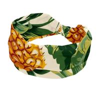 Fasce sportive da donna, con motivo a foglie di palma e ananas, fasce elastiche per capelli da infermiera, turbante largo per allenamenti, yoga, palestra, tennis