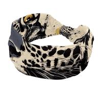 Fasce sportive da donna, motivo leopardato, con disegno disegnato a mano, elastiche, per infermiere, turbante largo, per allenamento, yoga, palestra, tennis
