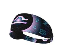 Fasce sportive divertenti con segni zodiacali per donne e uomini, fasce elastiche per capelli, fasce antiscivolo alla moda per yoga, fitness e corsa, nere
