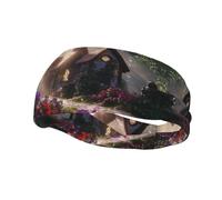 Fasce uniche personalizzate per uomini e donne, eleganti fasce per il sudore per corsa, allenamento e sport, traspiranti ed elasticizzate, motivo cottage con fiori incantati