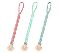 Fascetta ciuccio per neonato, 3 pezzi, per ragazzi e ragazze, attacco per ciuccio in cotone, ciuccio in legno, adattatore per ciuccio, clip di fissaggio, catena per ciuccio, 3+ mesi in cotone per