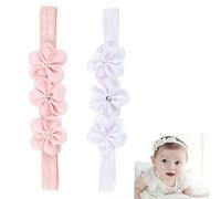 Fascetta Neonata Battesimo,Cerchietto Floreale per Bambine,2 Pezzi Fascia per Capelli per Neonati,Fascia per Capelli Bambina,Fascia Bambina Accessori Fasce,Cotone, Morbido