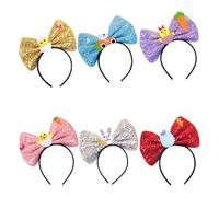 Fascetta per capelli pasquali, con fiocco, per capelli pasquali, 6 fasce per capelli pasquali, a forma di coniglio e pulcino, con fiocco, per capelli, decorazione pasqua, decorazione