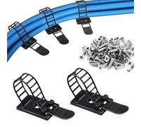 Fascetta per Cavi Autoadesiva, Clip Cavo Autoadesivo 50 Pezzi (2 Dimensioni), Ganci Fermacavi Autoadesivi Con Adesivo - Passante per Cavi da Scrivania, Muro, Pareti - Nero