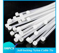 Fascetta per cavi da 100 pezzi/borsa Fascetta in nylon di plastica autobloccante Organizzatore bianco Fissare i fascette per cavi