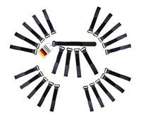 Fascetta stringicavo in velcro nero, confezione risparmio, con fibbia, riutilizzabile, di nylon, con sacchetto a zip richiudibile, larghezza 20 mm, nero
