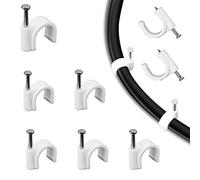 Fascetta stringicavo per unghie, 200 pezzi, colore bianco, clip adesiva con chiodo inserito, supporto per cavi di rete, 10 mm
