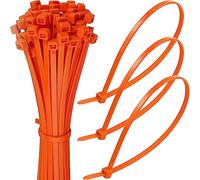 Fascette colorate - 100 fascette arancioni per una gestione sicura dei cavi - fascette resistenti fino a 54,4 kg di resistenza alla trazione - 200 x 4,8 mm fascette con meccanismo di bloccaggio