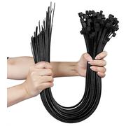 Fascette Elettricista Plastica Nero 100 Pezzi 650 x 8,8 mm Lunghe Fascette Fermacavi Nylon per La Gestione dei Cavi Giardinaggio (Nero)