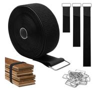 Fascette Fermacavi 5 CM × 5 M, Fascette per Cavi Audio con 25 Asola, Cinghie Fermacavi Audio a Strappo, Fascette Cavi Riutilizzabili Tagliabili per Cavo Tubo Gestione (Nero)