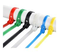 Fascette fermacavi 50 pz/100 pz 5 * 200 Plastica Riutilizzabile Cavo Zip | Cinghie avvolgenti, lacci slipknot sciolti Slipknot, organizer per riciclaggio rimovibile (nero, 100 pezzi)