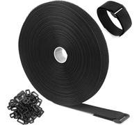 Fascette Fermacavi Da 10M X 2Cm Con 50 Fibbie, Fascette Nere Riutilizzabili, Fas