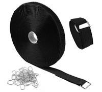 Fascette Fermacavi da 10m x 2cm con 50 Metallschnalle, Fascette a Strappo Riutilizzabili, Cinghie Fermacavi a Lunghezza Libera per Cable Management, Per Cavi, Tubi, Cucito, Organizzazione Domestica