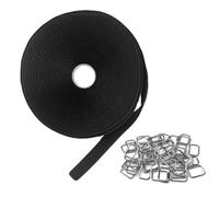 Fascette Fermacavi da 10mx2cm con 50 Fibbie,Fascette a Strappo Regolabili,Cinghie di Fissaggio Riutilizzabili,Fascette Plastica Nere per Cable Management,Organizzatore Cavi Multiuso Casa Ufficio