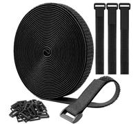 Fascette Fermacavi Da 5m X 2cm Con 30 Fibbie, Fascette Riutilizzabili, Cable Management, Lunghezza Di Taglio Libera Fascetta Cavi, Può Essere Utilizzato Per Organizzare Cavi
