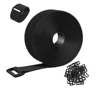 Fascette Fermacavi da 5m x 5cm con 35 Fibbie, Fascette Riutilizzabili, Fascette a Strappo, Cinghie Fermacavi per Cable Management