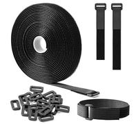 FASCETTE FERMACAVI RIUTILIZZABILI 5M X 2CM 25 FIBBIE NERO CINGHIE NASTRO ORGANIZ