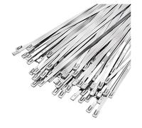 Fascette in acciaio inossidabile Fascetta fermacavi in acciaio inossidabile, riutilizzabile, autobloccante, con cerniera, anello di fissaggio in metallo resistente(40Pcs,4.6X300MM)