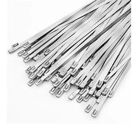 Fascette in Acciaio Inox 20/100 pezzi fascette stringicavo in acciaio inossidabile fascette metalliche for fascette di scarico multiuso anello di fissaggio autobloccante resistente(4.6x200mm,60PCS)