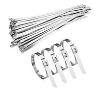 Fascette In Acciaio Inox, 50 Pezzi Fascette Acciaio Inox, 300mm×7.9mmFascette Metalliche Autobloccanti Temperatura Resistente Alla Corrosione per Legare Cavi, Tubi di Ferro,Tubo Flessibile,Tubo Cappa