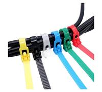Fascette in nylon, 25 fibbie for fascette fermacavi in plastica nylon riutilizzabili e rilasciabili multicolori, 5-8mm x 150-600mm(Red,8x400mm)