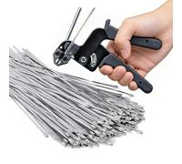 Fascette Metalliche Fermacavo,100 Pezzi Autobloccanti Multiuso Resistanti | Fascette Fermacavi in Metallo per Interno/Esterno,per Macchinari Agricoli Veicoli Tubazioni Recinzioni Tetto Giardino Scuola