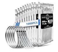 Fascette Metalliche in Acciaio Inox,300x4.6mm,1000Pz Deecam Fascette Stringicavo per Cavi Elettrici,Giardinaggio, Tende da Sole e Avvolgimenti Scarico,Fascette per Cavi Elettrici e Tubi